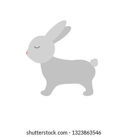grey rabbit isolated on a white background. vector image. cute cartoon illustration