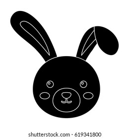 Grey rabbit with long ears. Easter single icon in black style vector symbol stock illustration.