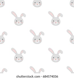 Grey rabbit with long ears. Easter single icon in cartoon style vector symbol stock illustration.