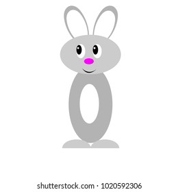 grey rabbit on a white background