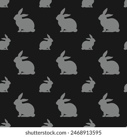 Grey Rabbits Seamless Vector Pattern Design