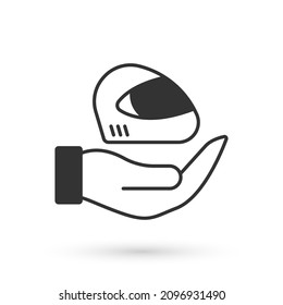 Grey Racing helmet icon isolated on white background. Extreme sport. Sport equipment.  Vector