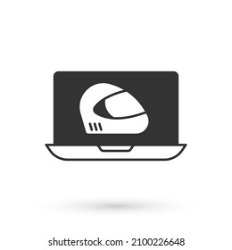 Grey Racing helmet icon isolated on white background. Extreme sport. Sport equipment.  Vector