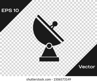Grey Radar icon isolated on transparent background. Military search system.  Vector Illustration