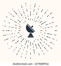 Grey Radar icon isolated on beige background. Military search system. Abstract circle random dots. Vector Illustration