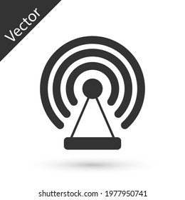 Grey Radar icon isolated on white background. Search system. Satellite sign.  Vector