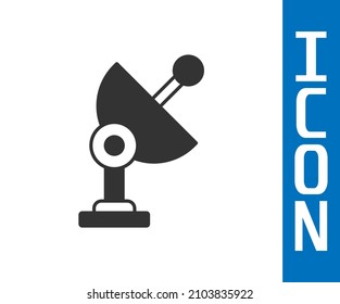 Icono de radar gris aislado en fondo blanco. Sistema de búsqueda. Señal de satélite.  Vector