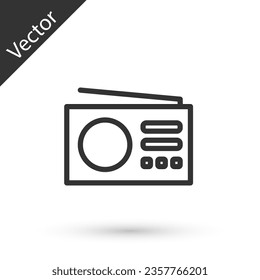 Grey Radio with antenna icon isolated on white background. Vector