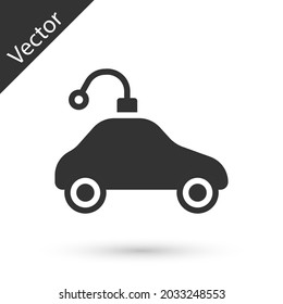 Grey Radio controlled car toy icon isolated on white background. Control remote car toy.  Vector