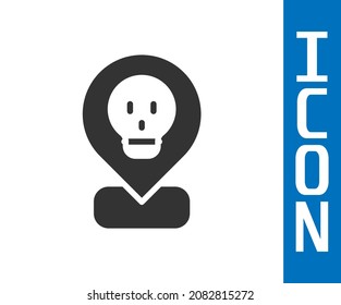 Grey Radioactive in location icon isolated on white background. Radioactive toxic symbol. Radiation Hazard sign.  Vector