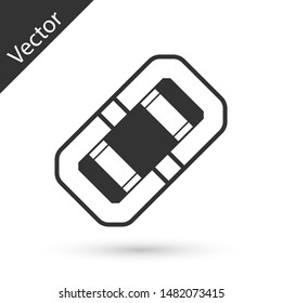 Grey Rafting boat icon isolated on white background. Inflatable boat. Water sports, extreme sports, holiday, vacation, team building.  Vector Illustration