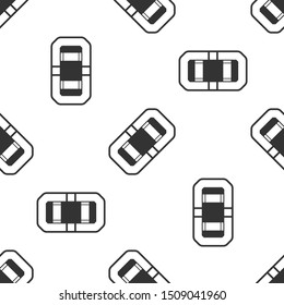 Grey Rafting boat icon isolated seamless pattern on white background. Inflatable boat. Water sports, extreme sports, holiday, vacation, team building.  Vector Illustration