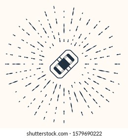 Grey Rafting boat icon isolated on beige background. Inflatable boat. Water sports, extreme sports, holiday, vacation, team building. Abstract circle random dots. Vector Illustration