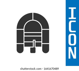 Grey Rafting boat icon isolated on white background. Inflatable boat. Water sports, extreme sports, holiday, vacation.  Vector Illustration