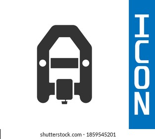 Grey Rafting boat icon isolated on white background. Inflatable boat with paddles. Water sports, extreme sports, holiday, vacation.  Vector