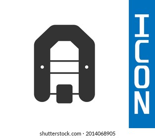 Grey Rafting boat icon isolated on white background. Inflatable boat with paddles. Water sports, extreme sports, holiday, vacation.  Vector