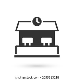 Grey Railway station icon isolated on white background.  Vector