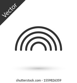 Grey Rainbow with clouds icon isolated on white background.  Vector Illustration