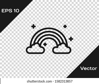 Grey Rainbow with clouds icon isolated on transparent background.  Vector Illustration