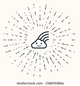 Grey Rainbow with clouds icon isolated on beige background. Abstract circle random dots. Vector Illustration