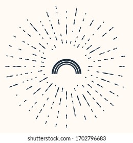 Graues Regenbogensymbol einzeln auf beigem Hintergrund. Abstrakte Kreis Zufallspunkte. Vektorillustration-Illustration