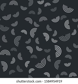 Grey Rainbow icon isolated seamless pattern on black background.  Vector Illustration