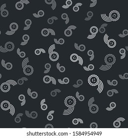 Grey Rainbow with sun icon isolated seamless pattern on black background.  Vector Illustration