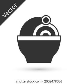 Grey Ramen soup bowl with noodles icon isolated on white background. Bowl of traditional asian noodle soup.  Vector