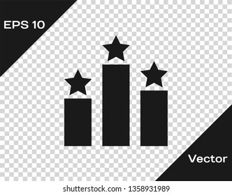 Grey Ranking star icon isolated on transparent background. Star rating system. Favorite, best rating, award symbol. Vector Illustration