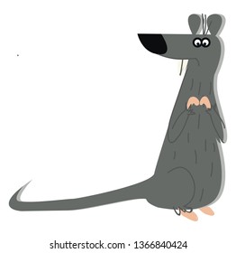 A grey rat with long tail vector or color illustration