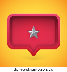 Grey rating star in speech bubble, vector illustration
