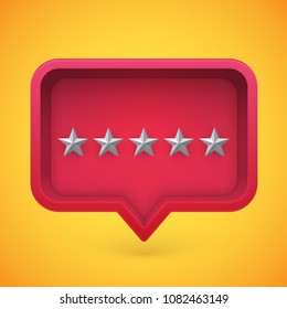Grey rating stars in speech bubble, vector illustration