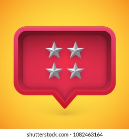 Grey rating stars in speech bubble, vector illustration