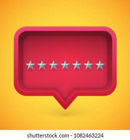 Grey rating stars in speech bubble, vector illustration