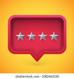 Grey rating stars in speech bubble, vector illustration