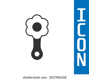 Grey Rattle baby toy icon isolated on white background. Beanbag sign.  Vector