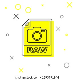 Grey RAW file document icon. Download raw button line icon isolated on white background. RAW file symbol. Vector Illustration