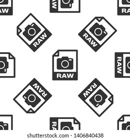 Grey RAW file document icon. Download raw button icon isolated seamless pattern on white background. RAW file symbol. Vector Illustration