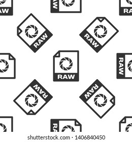 Grey RAW file document icon. Download raw button icon isolated seamless pattern on white background. RAW file symbol. Vector Illustration
