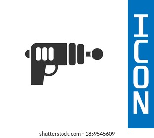 Icono de pistola Ray gris aislado en fondo blanco. Arma láser. Escándalo espacial.  Vector
