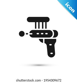 Icono de pistola Ray gris aislado en fondo blanco. Arma láser. Escándalo espacial.  Vector
