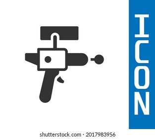 Grey Ray gun icon isolated on white background. Laser weapon. Space blaster.  Vector