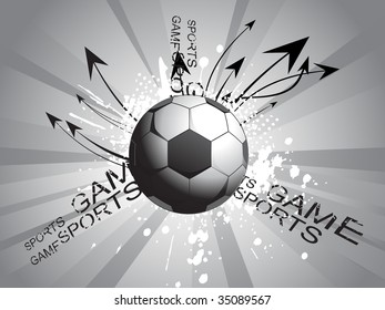 grey rays background with grungy soccer and curve arrows