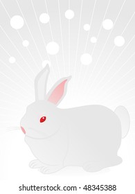 grey rays, dots background with cute rabbit