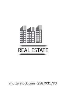 Grey Real Estate Building Logo, Real Estate Business Logo