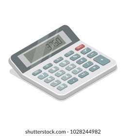 Grey Realistic Calculator Isometric 3d Vector Illustration.