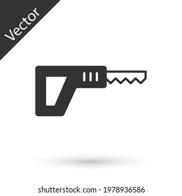 Grey Reciprocating saw and saw blade icon isolated on white background.  Vector