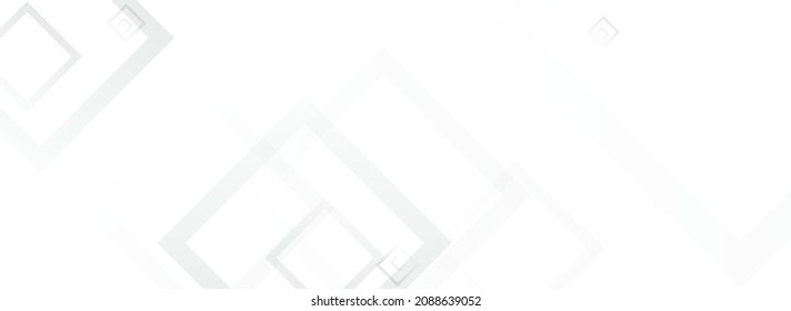 Grey Rectangular Simple Vector Panoramic Background. Business Element Frame. White Technology Backdrop. Gray Digital Template.