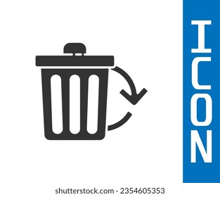 Grey Recycle bin with recycle symbol icon isolated on white background. Trash can icon. Garbage bin sign. Recycle basket sign.  Vector Illustration