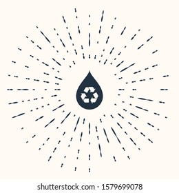 Grey Recycle clean aqua icon isolated on beige background. Drop of water with sign recycling. Abstract circle random dots. Vector Illustration